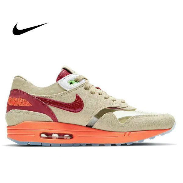 特價下殺#2023熱銷 CLOT x Nike Air Max 1"Kiss of Death"聯名 死亡之吻 低幫跑步鞋 男女同款 棕紅
