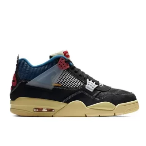 Nike Air Jordan 4 Retro Union Off Noir耐磨減震 低幫復古籃球鞋 黑藍#好穿舒適#