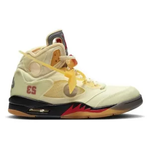 Nike Jordan 5 Off White Retro “Sail”白蟬翼 高幫實戰籃球鞋 白帆#好評熱銷#