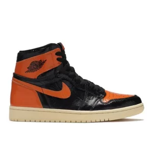 Nike Jordan 1 Retro High OG 漆皮 豬油扣碎 經典百搭 高幫復古籃球鞋 黑橘#優質爆款#