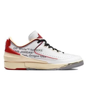 Nike Air Jordan 2 Off White”White and Varsity Red”解構 低幫復古籃球鞋 白紅