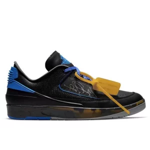 Nike Air Jordan 2 Off White Retro SP”Black and Varsity Red”解構 低幫復古籃球鞋 黑藍