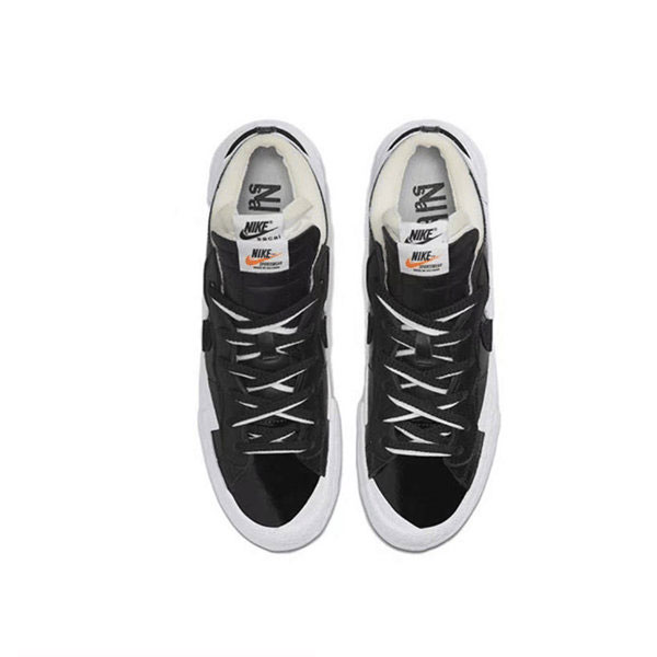 Nike Sacai Blazer Low黑白 “Black Patent Leather”漆皮 耐磨防滑 低幫解構鞋 男女同款