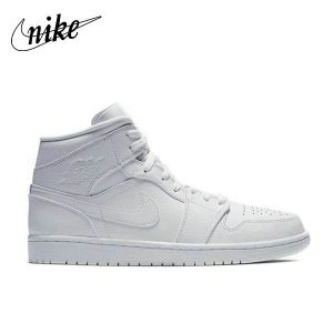 Nike Air Jordan 1 Mid White 輕便舒適 中幫復古籃球鞋 純白 男女同款#好評熱銷#