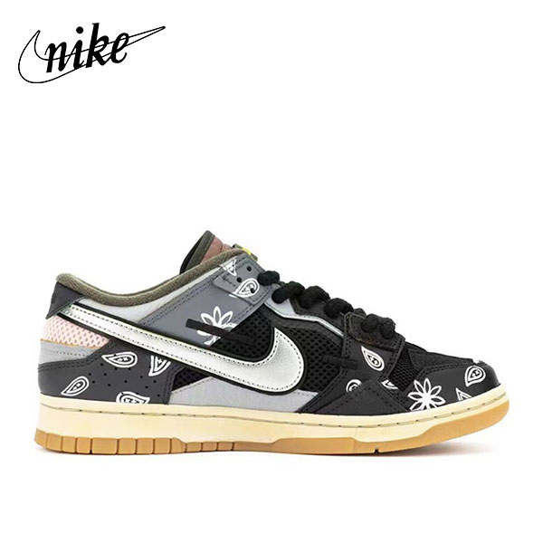 Nike Dunk變形蟲 黑白 腰果花 拼接縫合怪 低幫休閑板鞋 男女同款