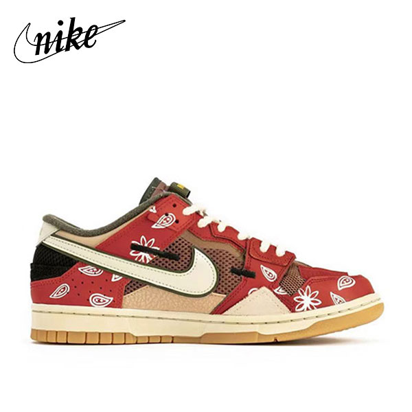 Nike SB 變形蟲 紅色 腰果花 拼接縫合怪 低幫休閑板鞋 男女同款