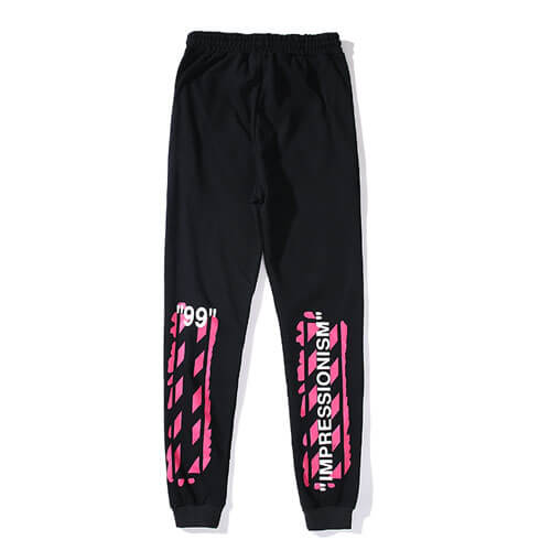 特價下殺#2022熱銷 OFF WHITE 修身運動褲 粉紅條紋 男女同款 黑色