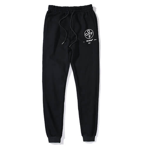 特價下殺#2022熱銷 OFF WHITE 修身運動褲 粉紅條紋 男女同款 黑色