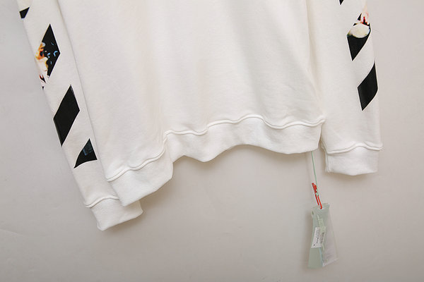 最高品質#2022熱銷 OFF WHITE 箭頭上的藝術圓領長袖衛衣 黑色/白色 男女同款