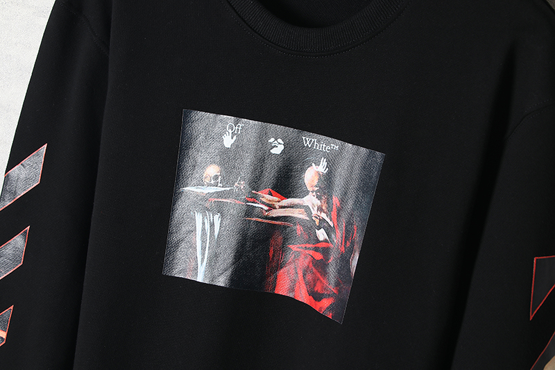 最夯商品#2022熱銷 OFF WHITE 卡拉瓦喬宗教 長袖 衛衣 高街 男女 黑色、白色