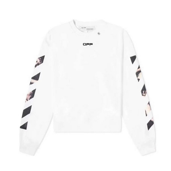 最高品質#2022熱銷 OFF WHITE 箭頭上的藝術圓領長袖衛衣 黑色/白色 男女同款