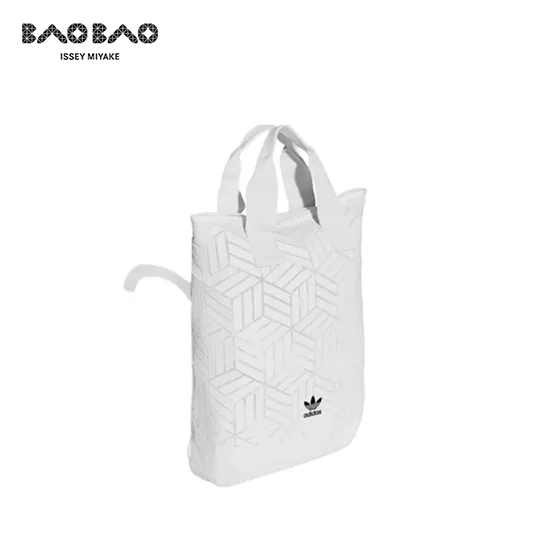 【三宅一生愛迪達聯名款#白色】adidas三葉草 x ISSEY MIYAKE 聯名後背包 徽標3D立體感菱形抽繩 聚氨酯人造革雙肩包