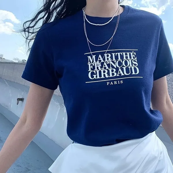 【現貨搶購】Marithe Francois Girbaud 高允貞同款 短袖T恤 中款上衣女T 藏青色